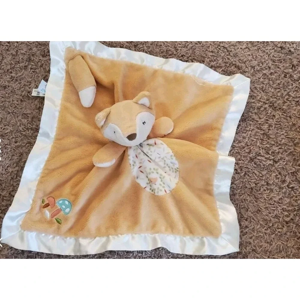 Douglas Baby Fox Lovey Security Blanket Woodland Mushrooms Lovie‎ Orange Plush